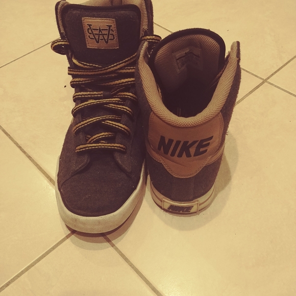 Dark Grey & Gold Nike High Tops - Picture 3 of 4